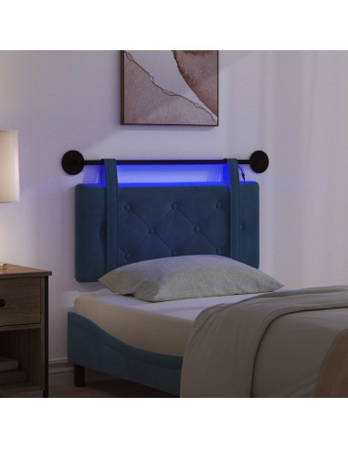 Testiera sospesa Con luce LED Blu Velluto