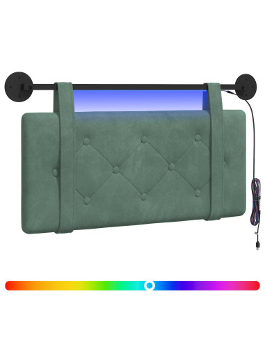 Testiera sospesa Con luce LED Verde Mare Velluto
