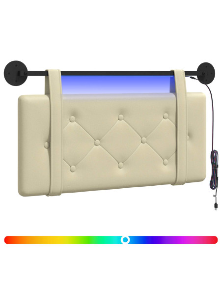 Testiera sospesa Con luce LED Crema Similpelle