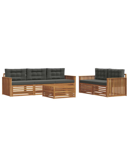 Set di divani da esterno con cuscino 6 pcs Naturale e Antracite