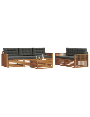 Set di divani da esterno con cuscino 6 pcs Naturale e Antracite