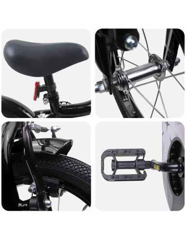 Bicicletta per Bambini 12 Pollici per bambini di 2-4 anni Nero