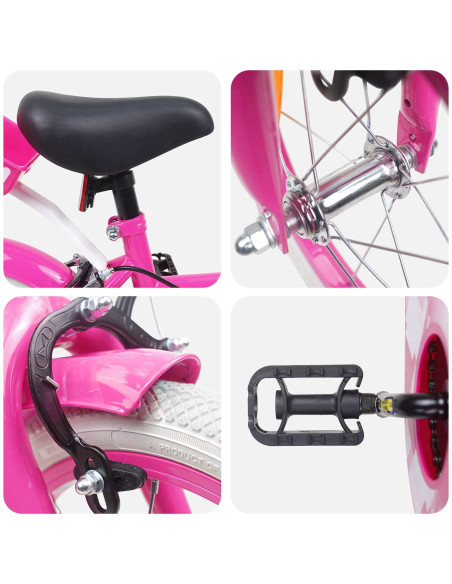 Bicicletta per Bambini 16 Pollici per bambini di 4-6 anni Rosa