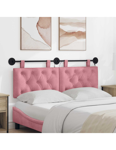Testiera sospesa Con luce LED Rosa Velluto