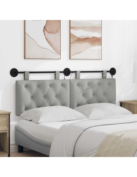 Testiera sospesa Con luce LED Grigio Nuvola Tessuto