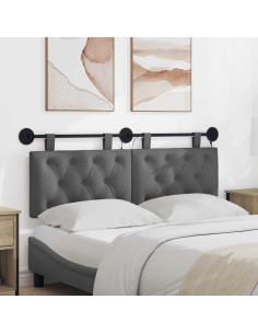 Testiera sospesa Con luce LED Grigio Scuro Tessuto