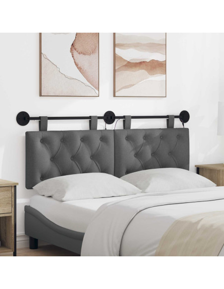 Testiera sospesa Con luce LED Grigio Scuro Tessuto