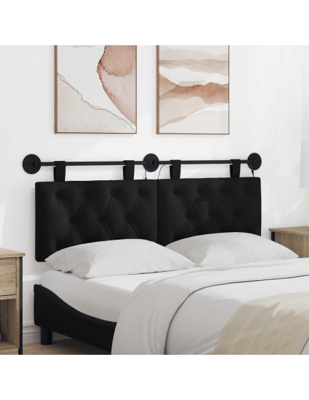 Testiera sospesa Con luce LED Nero Tessuto