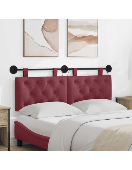 Testiera sospesa Con luce LED Rosso Vino Tessuto