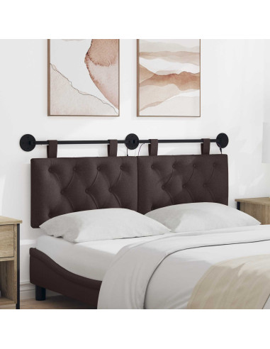 Testiera sospesa Con luce LED Marrone Scuro Tessuto