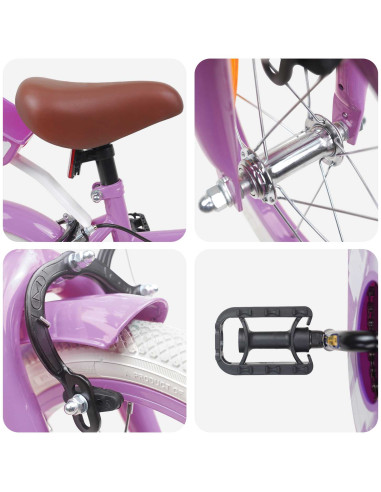 Bicicletta per Bambini 16 Pollici per bambini di 4-6 anni Viola