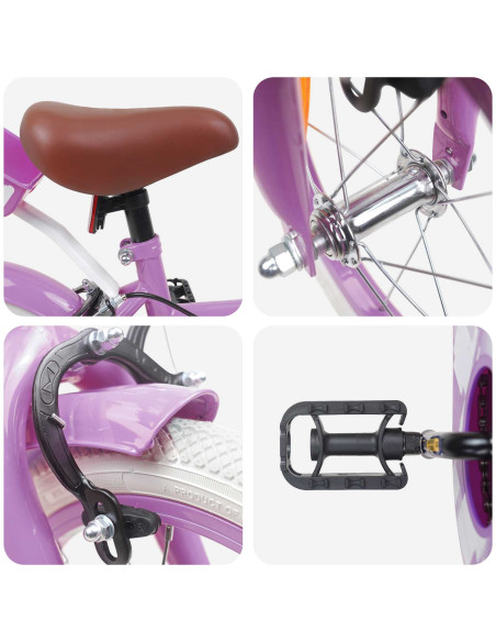 Bicicletta per Bambini 16 Pollici per bambini di 4-6 anni Viola