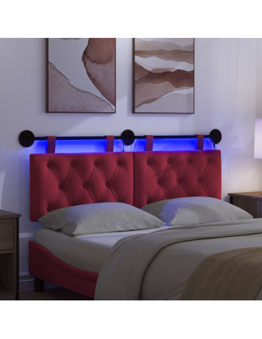Testiera sospesa Con luce LED Rosso Vino Velluto