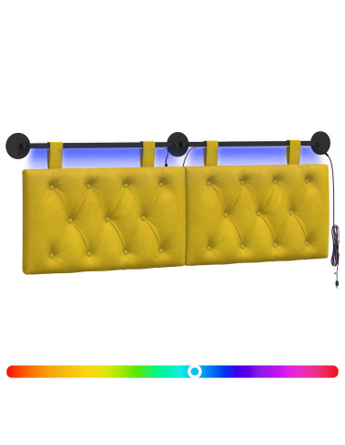 Testiera sospesa Con luce LED Giallo Velluto