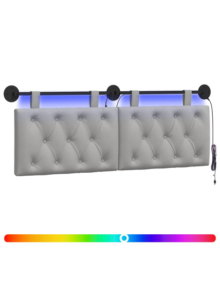 Testiera sospesa Con luce LED Grigio Nuvola Tessuto