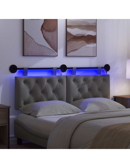 Testiera sospesa Con luce LED Grigio Scuro Tessuto