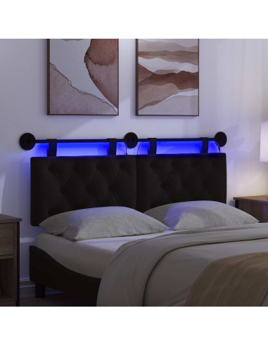 Testiera sospesa Con luce LED Nero Tessuto