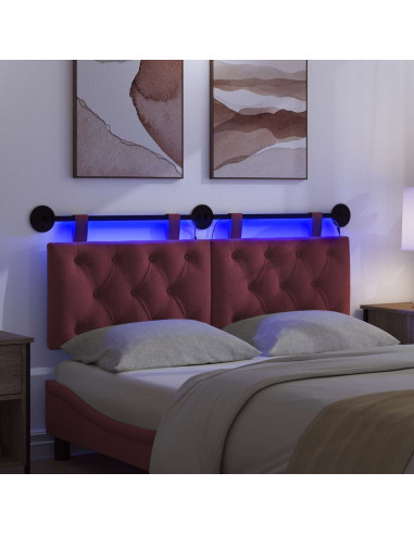 Testiera sospesa Con luce LED Rosso Vino Tessuto