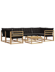 Set di divani da esterno 7 pcs Bianco e Nero 79 x 79 x 37 cm 2