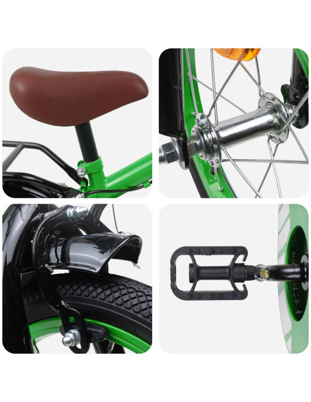 Bicicletta per Bambini 16 Pollici per bambini di 4-6 anni Verde