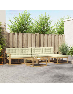Set di divani da esterno 6 pcs Bianco e Crema 79 x 79 x 37 cm