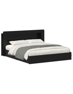 Telaio del letto con storage con cassetto Nero 200 x 200 cm