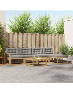 Set di divani da esterno 6 pcs Bianco e Grigio Chiaro