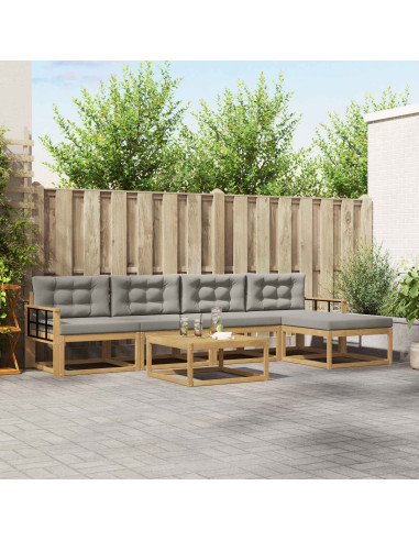 Set di divani da esterno 6 pcs Bianco e Grigio Chiaro
