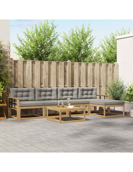 Set di divani da esterno 6 pcs Bianco e Grigio Chiaro