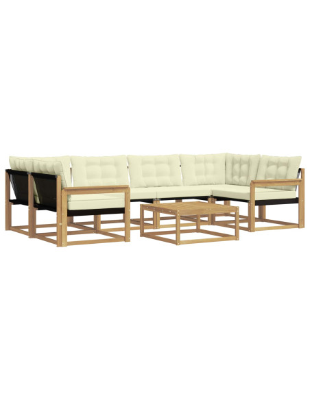 Set di divani da esterno 7 pcs Bianco e Crema 79 x 79 x 37 cm