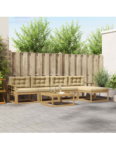 Set di divani da esterno 6 pcs Bianco e Beige 79 x 79 x 37 cm