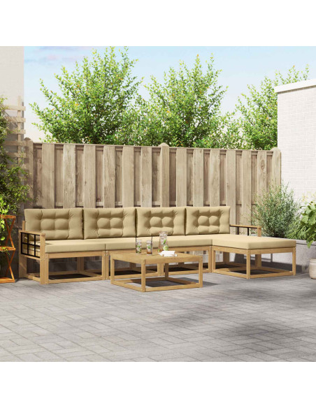 Set di divani da esterno 6 pcs Bianco e Beige 79 x 79 x 37 cm