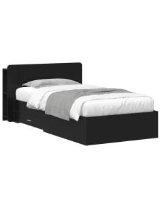 Telaio del letto con storage con testiera Nero 75 x 190 cm