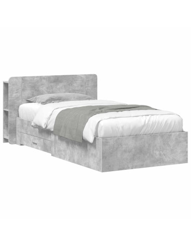 Telaio del letto con storage Grigio Cemento 75 x 190 cm