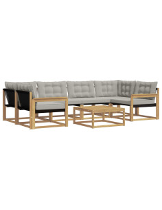 Set di divani da esterno 7 pcs Bianco e Grigio Chiaro 2