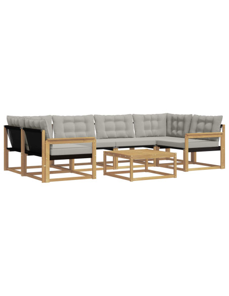 Set di divani da esterno 7 pcs Bianco e Grigio Chiaro