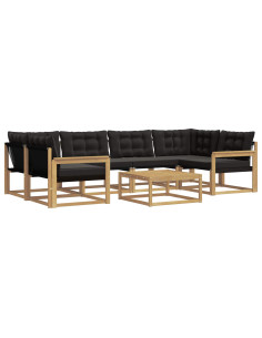 Set di divani da esterno 7 pcs Bianco e Nero 79 x 79 x 37 cm 2