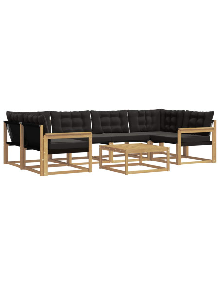 Set di divani da esterno 7 pcs Bianco e Nero 79 x 79 x 37 cm