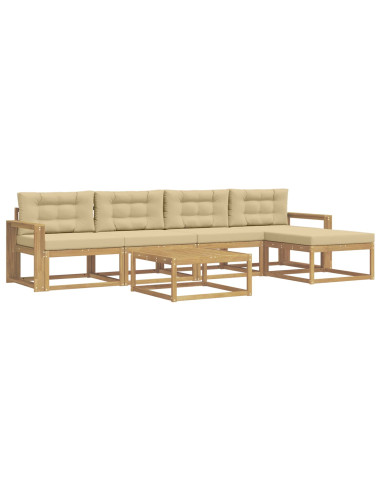 Set di divani da esterno 6 pcs Bianco e Beige 79 x 79 x 37 cm