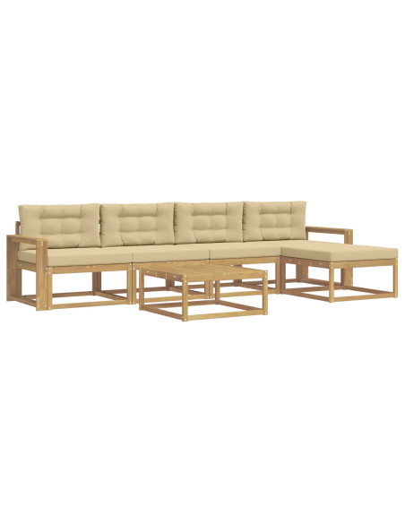 Set di divani da esterno 6 pcs Bianco e Beige 79 x 79 x 37 cm