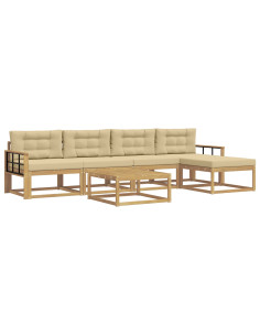 Set di divani da esterno 6 pcs Bianco e Beige 79 x 79 x 37 cm 2