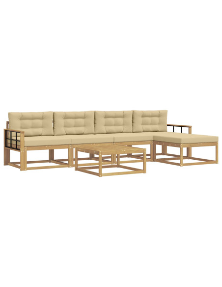 Set di divani da esterno 6 pcs Bianco e Beige 79 x 79 x 37 cm