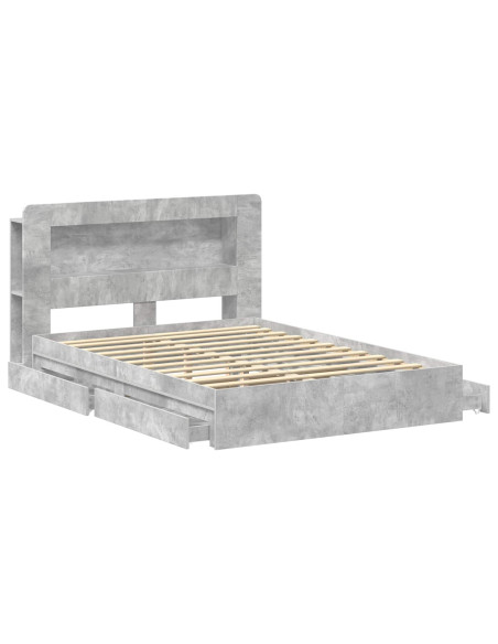 Telaio del letto con storage Grigio Cemento 135 x 190 cm