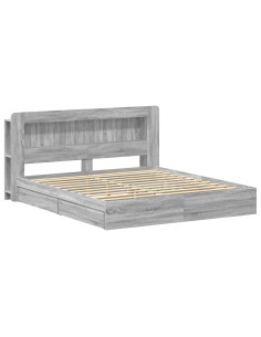 Telaio del letto con storage Sonoma grigio 180 x 200 cm 2