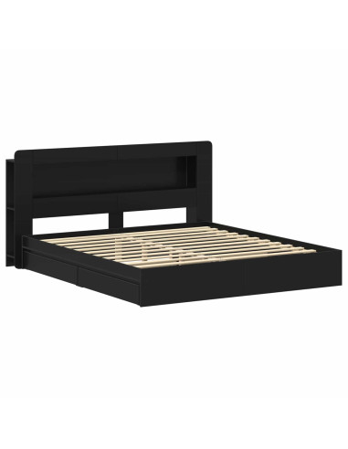 Telaio del letto con storage con cassetto Nero 200 x 200 cm