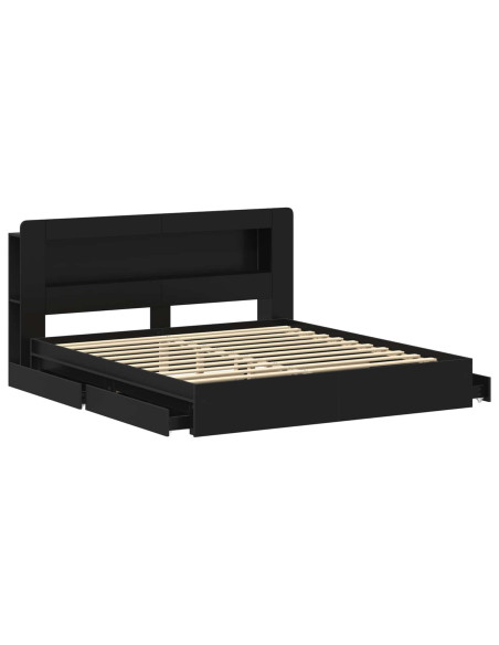 Telaio del letto con storage con cassetto Nero 200 x 200 cm