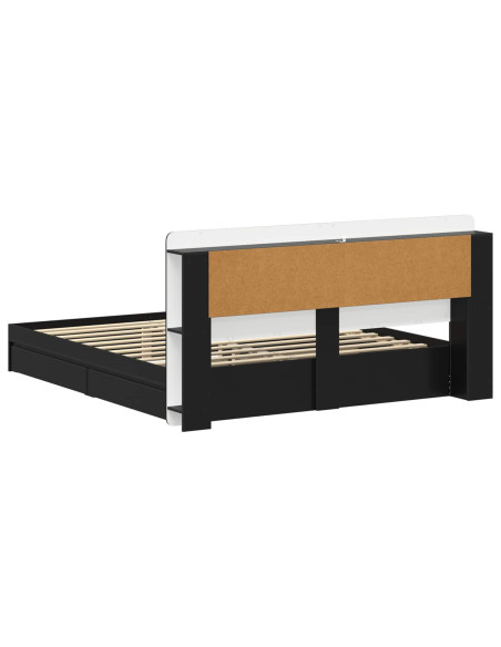 Telaio del letto con storage con cassetto Nero 200 x 200 cm
