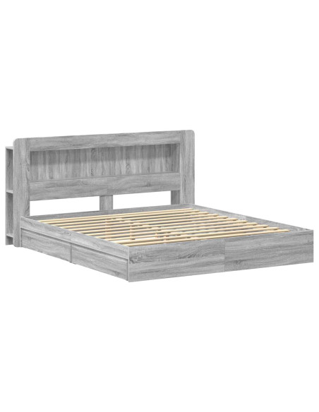Telaio del letto con storage Sonoma grigio 200 x 200 cm