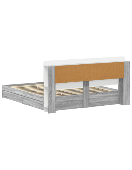 Telaio del letto con storage Sonoma grigio 200 x 200 cm