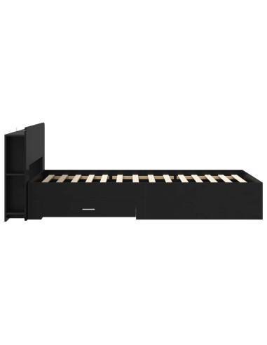 Telaio del letto con storage con testiera Nero 75 x 190 cm